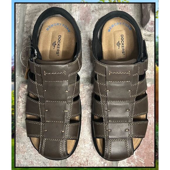 DOCKERS MEN'S Fusion Memory Foam Footbed Dark Brown Size 10 NEW - Picture 3 of 7